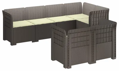 Produktbild von vidaXL 7-Sitzer Gartensofa mit Kissen Rattan-Look PP Hellgrau