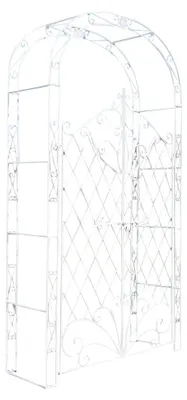 Produktbild von CLP Eisen Rosenbogen Melissa Mit Tor / Tür I Rankbogen Im Landhaus-Stil I Doppeltor Höhe 150 cm I Maße gesamt: B 120 cm, H 220 cm, T 40 cm antik weiß