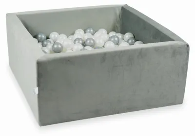 Image de Piscine à balles 400 pièces 90x90x40 gris velours : perle, argent