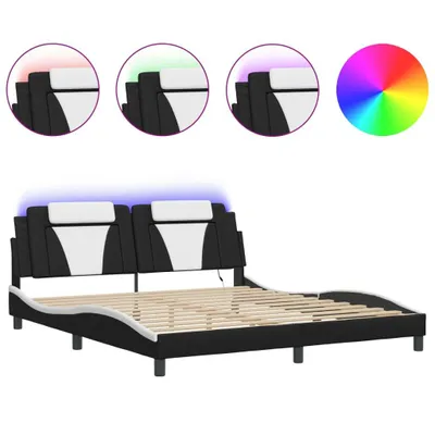 Produktbild von vidaXL Bettgestell "Viana" mit LED ohne Matratze Schwarz und Weiß 180x200 cm