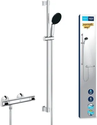 Image de Ensemble de douche Mitigeur thermostatique GROHE, 1 jet, 34805001, Gris