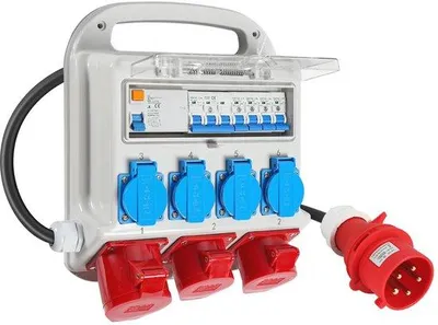 Productafbeelding van Stroomverdeler met RCCB-schakelaar en 1,2 m voedingskabel - 2 x CEE 16 A, CEE 32 A en 4 x 230 V (Schuko)