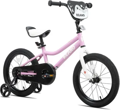 Imagen del producto de KEANO, bicicleta infantil de 16 pulgadas para niños y niñas de 5 a 7 años, bicicletas infantiles de 16 pulgadas con ruedines, color rosa