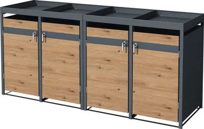 Produktbild von ML-Design box na odpadky se stříškou na květináč pro 4 koše 240L 264x80x124 cm ocelový