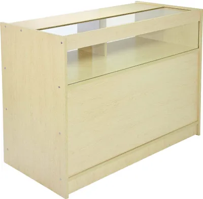 Obrázok produktu pre B1200 Predajný pult, pult do predajne, vybavenie predajne, pokladničný pult, predajný pult, recepčný pult, recepcia, javor, 120 cm x 60 cm x 90 cm