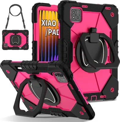 Produktbild von Hülle für Xiaomi Pad 7 / Pad 7 Pro Robuste Tragbare Schutzhülle mit Ständer, Handgurt und Schultergurt Schwarz Rosa