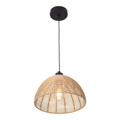 Immagine prodotto di Lampada a sospensione 'Romsey' 1 x E27 regolabile in altezza Metallo e rattan 158 cm Beige / Nero