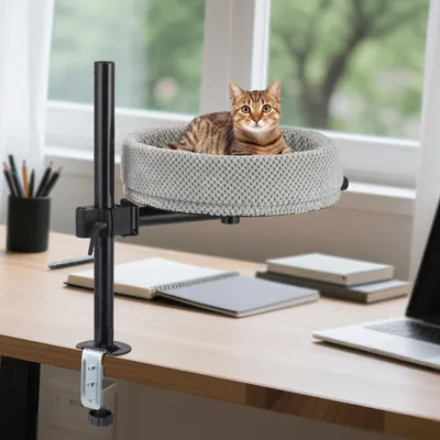 Katzenbett für Schreibtische, höhenverstellbar, 360° drehbar, XL, dunkelgrau