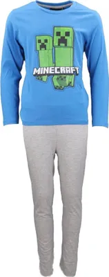 Produktbild von Minecraft Creeper Kinder lang Pyjama – Blau / 116
