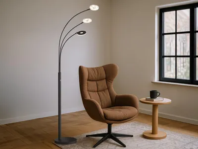 Produktbild von Fischer & Honsel LED Bogenstehlampe DENT Schwarz 185cm