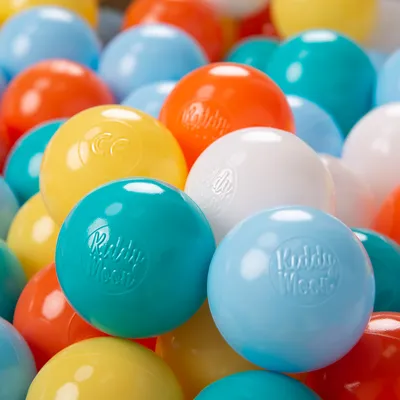 Obrázok produktu pre KiddyMoon 1200 ∅ 6 cm Detské lopty na hranie vo vani Detské plastové lopty vyrobené v EÚ, biela/žltá/oranžová/detská modrá/tyrkysová