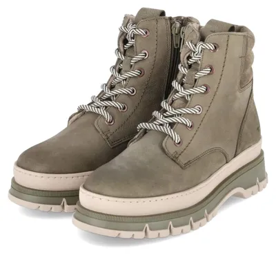 Zdjęcie produktu dla Buty damskie Tamaris, sznurowane, kolor zielony, materiał: rajszlem, rozmiar: 39