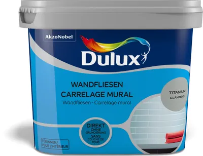 Produktbild von Dulux Fresh up Wandfliesenfarbe Glänzend, Frische Farbe für Ihr Bad,  Titanium, 750 ml
