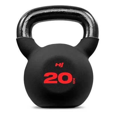 Obrázek produktu pro Hop-Sport litinová kettlebell s neoprenovým potahem, kettlebell 20 kg pro silový trénink