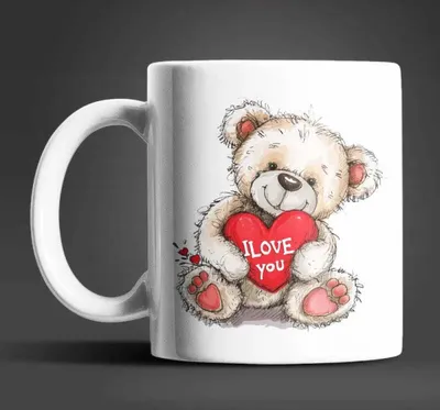 Produktbild von Teddybär I Love You Valentinstag Kaffeetasse Teetasse Tasse Geschenkidee 330 ml – Teddy-02