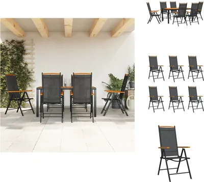 Productafbeelding van vidaXL 7-delige tuinset, zwart en bruin, aluminium - Tuinmeubelsets