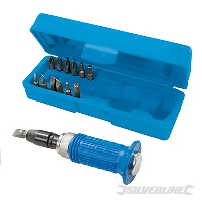Image de Silverline 375291 Tournevis à percussion et embouts caoutchoutés, 14 pièces