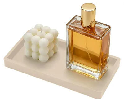 Produktbild von Silikon-Tablett für Badezimmer und Küchenarbeitsplatte, 20 x 10 cm Dekotablett für Schminktisch, rechteckig, rutschfest, leicht zu reinigen und bruchsicher, geeignet für Kosmetik und Kerzen