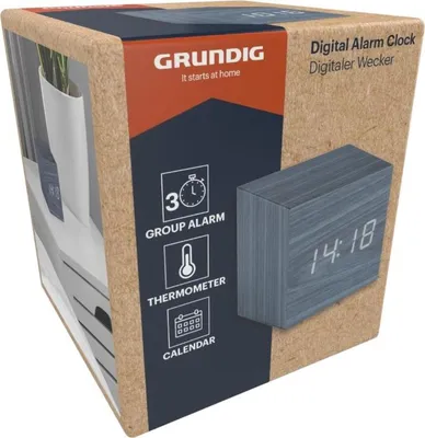 Produktbild von Grundig - Digitaler LED-Wecker mit Thermometer und Kalender (Blau)
