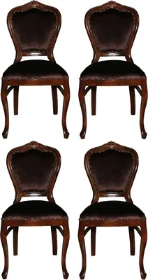 Produktbild von Casa Padrino Luxus Barock Esszimmer Set Braun / Braun 45 x 46 x H. 99 cm - 4 handgefertigte Esszimmerstühle - Barock Esszimmermöbel