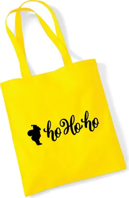 Produktbild von Huuraa Jutebeutel Santa Claus Ho Ho Ho 10 Liter Yellow Baumwolle Tasche Geschenkidee