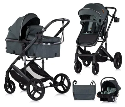 Obrázok produktu pre Chipolino kočík 3 v 1 Amore adaptér na detskú autosedačku prebaľovacia taška kryt na nohy tyrkysová