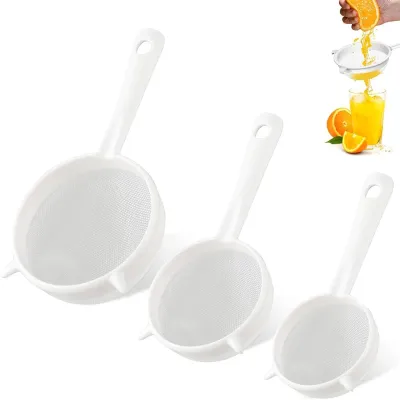Küchensiebe aus Kunststoff, 3er-Set, feinmaschig, weiß
