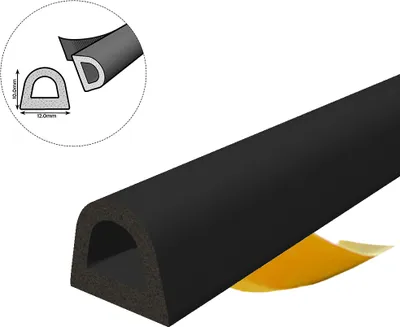 Produktbild von Fensterdichtung Türdichtung Gummidichtung D-Profil EPDM 12×10mm 5m Schwarz selbstklebend