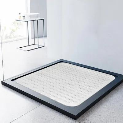 Productafbeelding van Antislip douchemat, 80x80 cm, vierkant, wit, met zuignappen en afvoergaten