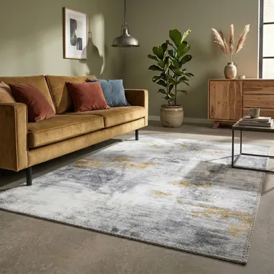 Produktbild von Volero - Moderner Teppich - Strong Grau Gelb - 200x290 cm - Wohnzimmer, Esszimmer, Schlafzimmer - Industrielle, Modern