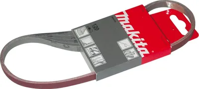 A product package containing sanding belts.