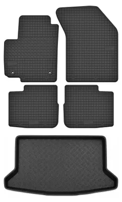 Image de Tapis en caoutchouc + bac de coffre pour Suzuki SX4 I 2006-2014 (hayon) – 5 pièces, noirs, sur mesure