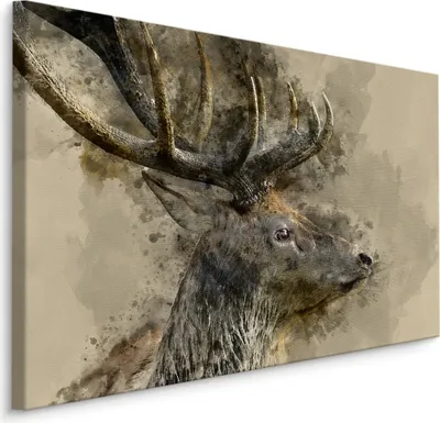 Produktbild von Fabelhafte Canvas LEINWAND BILDER 120x80 cm XXL Kunstdruck Hirsch Wild Abstraktion