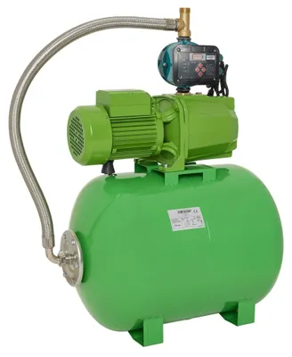 Produktbild von Hauswasserwerk selbstansaugend, 6,1 Bar, 6000 L/h, JET Gartenpumpe mit Messinglaufrädern und einstellbaren Druckschalter/Trokenlaufschutz, KI-generiertes Bild