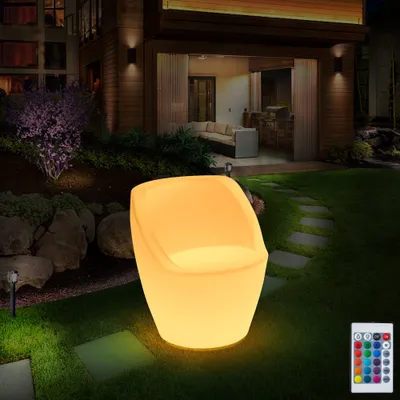 Produktbild von Neu LED Gartenleuchte Leuchtende Sessel Tisch Sparsam mit Fernbedienung. Wiederaufladbar RGBW Helligkeit einstellbar Neu Schick YXF-6372 Sessel eckig