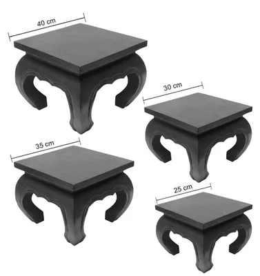 Produktbild von Opiumtisch Opium Tisch Beistelltisch Massiv Holz Couchtisch Nachttisch Hocker, Farbe:Natur, Größe:30x30x24cm (LxBxH)