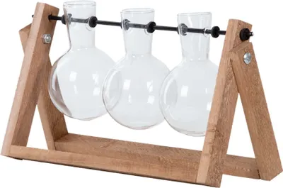 Produktbild von Esschert Design Stecklinge Vasen im Halter - 3 Vasen - Stecklingsstation