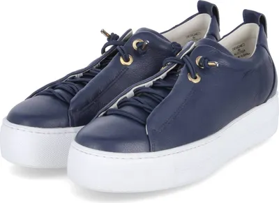 Produktbild von Paul Green Damen Low Sneaker Blau Glattleder - Schnürung mit Elastikband Größe: 71/2