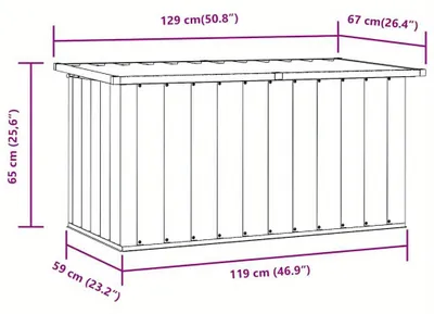 Image de Boîte de rangement pour jardin - Coffre de jardin - Boîte à coussins - Rangement d'extérieur - Boîte de rangement extérieure - Grande, 129x67x65 cm