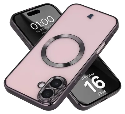 Produktbild von Handyhülle mit Kameraschutz und Magnetring für iPhone 16 Plus, Bizon Case GuardO, Transparent-Schwarz