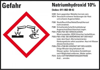 Produktbild von Dreifke® Aufkleber I GHS-Etikett Natriumhydroxid 10%, GefStoffV/GHS/CLP, Foli...