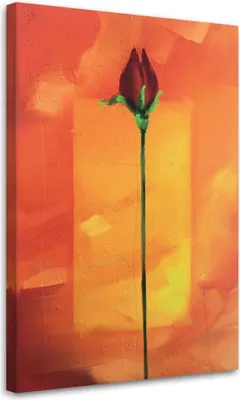 Image de Tableau sur toile rose rouge sur fond orange 60x90 cm Feeby orange tableau mural prêt à accrocher