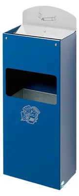 Produktbild von Robuster Wandascher mit Schild | 4 Liter, HxBxT 55x14,5x22cm | Verzinkter Stahl | Blau