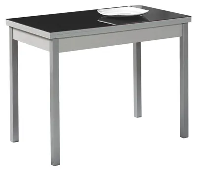 Ausziehbarer Esstisch, Metall, Schwarz, 90x50 cm (140x50 cm)