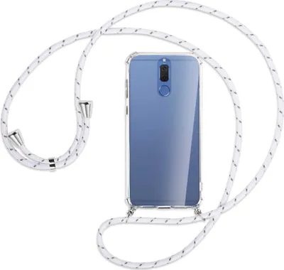 Produktbild von Handykette Backcover-Schutzhülle mit Band (Metall silberfarben) für Huawei Mate 10 Lite / G10 - weiß/grau