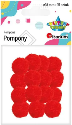 Immagine prodotto di Pompony czerwone 18mm 15 sztuk Titanum