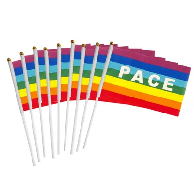 Produktbild von Mini-Friedensflagge,Regenbogen-Pazifisten-Flagge,Hand-Friedensflaggen