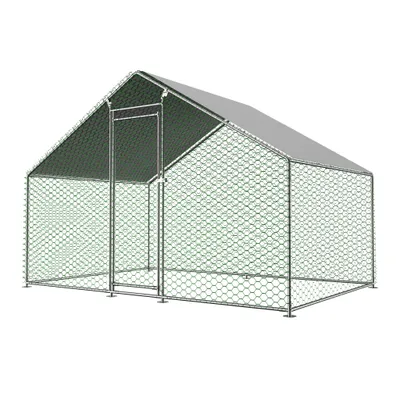 Produktbild von Hühnerstall Hühnerhaus Geflügelstall 3x 2 x 2m Freilaufgehege Kleintierstall Voliere Freigehege Hühnerkäfig mit Dach Verzinkter Stahlrahmen