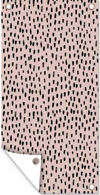 Produktbild von MuchoWow® 40x80 cm Outdoor-Poster Gartendeko Sichtschutz Garten Poster für den Garten  Polka dots - Rosa - Schwarz