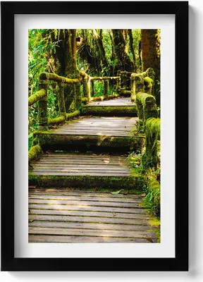 Produktbild von Holzsteg - Agrotourismus– Wandbild mit Rahmen – Gerahmtes Bild  – Wanddekoration – 20x30 cm – Schwarz
